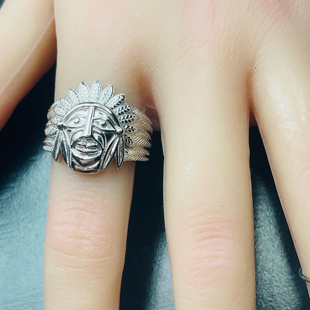 Solid 925 Silver Abstract Size 10 Mens Ring - image 5